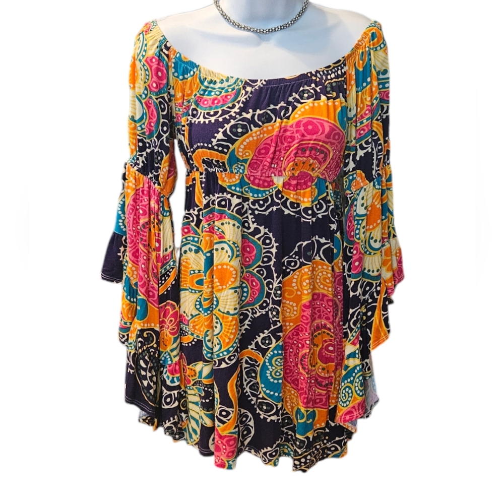 Voom by Joy Han Women's  Mini Dress Cold Shoulder Bright Colors Size M